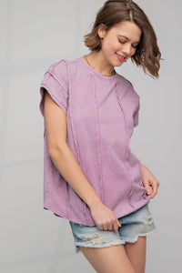 Easel Mineral Wash Short Sleeve Boxy Top