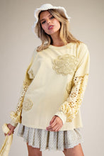 Load image into Gallery viewer, Easel Eyelet Lace Washed Terry Pullover
