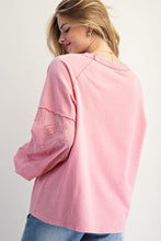 Load image into Gallery viewer, Easel Embo Sleeve Inset Washed Terry Knit Pullover
