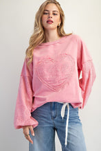 Load image into Gallery viewer, Easel Embo Sleeve Inset Washed Terry Knit Pullover
