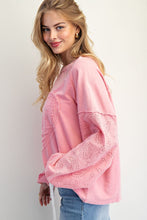 Load image into Gallery viewer, Easel Embo Sleeve Inset Washed Terry Knit Pullover
