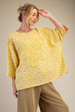 Load image into Gallery viewer, Easel Daisy Patch Front Soft Washed Terry Top
