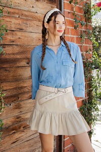 Easel Star Patch Washed Button Down Shirt