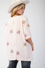 Load image into Gallery viewer, Easel Washed Star Patch and Print Knit Top
