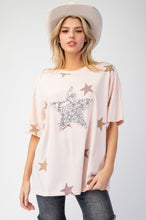 Load image into Gallery viewer, Easel Washed Star Patch and Print Knit Top
