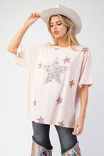 Load image into Gallery viewer, Easel Washed Star Patch and Print Knit Top
