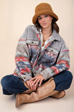 Load image into Gallery viewer, Easel Ethnic Print Button Down Shacket
