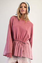 Load image into Gallery viewer, Easel Terry Knit Ruffle Bottom Babydoll Pullover
