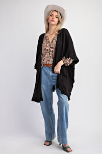 Easel Ruffle Hem Loose Cardigan