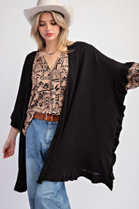 Easel Ruffle Hem Loose Cardigan