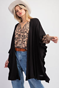 Easel Ruffle Hem Loose Cardigan