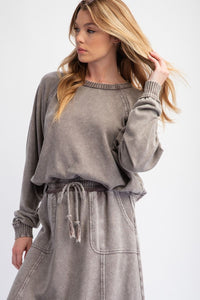 Easel Mineral Washed Terry Knit Pullover