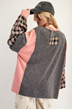 Load image into Gallery viewer, Easel Layered Peace Patch Thermal Knit Mineral Washed Pullover
