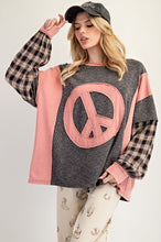 Load image into Gallery viewer, Easel Layered Peace Patch Thermal Knit Mineral Washed Pullover
