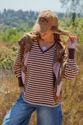 Easel Striped Washed Terry Pullover
