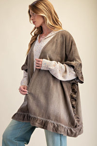 Easel Star Patch Back Washed Chambray Duster