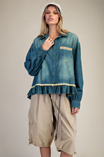 Load image into Gallery viewer, Easel Button Down Stone Washed Denim Shirt.
