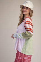 Load image into Gallery viewer, Easel Long Sleeve Stripe Mix Cotton Top
