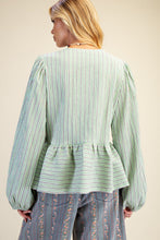 Load image into Gallery viewer, Easel Long Sleeve Textured Stripe Bow Top
