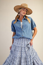 Load image into Gallery viewer, Easel Washed Denim Bubble Hem Shirt
