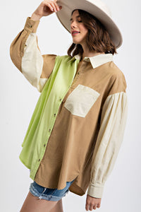 Easel Color Blocked Loose Fit Shirt
