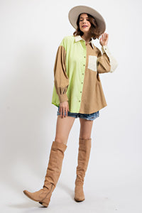 Easel Color Blocked Loose Fit Shirt