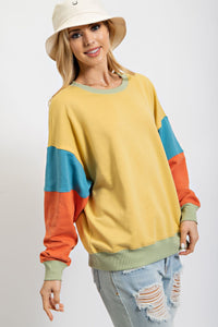 Easel Color Block Terry Knit Pullover