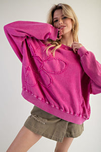 Easel Flower Patch Washed Terry Knit Pullover