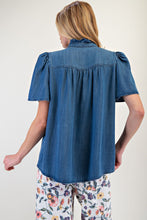 Load image into Gallery viewer, Easel Washed Chambray Button Down Woven Top
