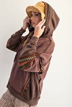 Load image into Gallery viewer, Easel Daisy Patch Washed Terry Hoodie Pullover
