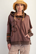 Load image into Gallery viewer, Easel Daisy Patch Washed Terry Hoodie Pullover
