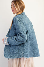 Load image into Gallery viewer, Easel Bow Front Quilted Denim Washed Jacket
