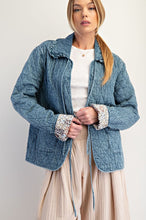 Load image into Gallery viewer, Easel Bow Front Quilted Denim Washed Jacket
