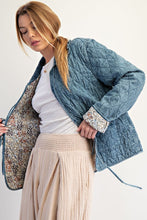 Load image into Gallery viewer, Easel Bow Front Quilted Denim Washed Jacket
