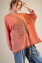 Load image into Gallery viewer, Easel Star Patch Detailing Washed Waffle Knit Top
