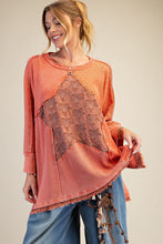 Load image into Gallery viewer, Easel Star Patch Detailing Washed Waffle Knit Top
