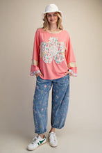 Load image into Gallery viewer, Easel Daisy Print Patch Washed Cotton Boxy Top
