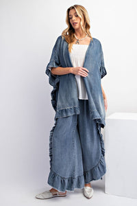 Easel Washed Denim Cardigan