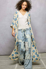 Load image into Gallery viewer, Pol Clothing 3/4 Sleeve Floral Pattern Crochet Maxi Open Cardigan Top
