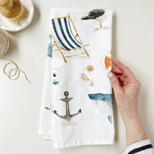 Load image into Gallery viewer, Emily Lex Studio Seaside cotton flour sack tea towel
