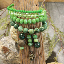 Load image into Gallery viewer, The Primitive Peddler Lighting Up The Christmas Tree Green Bracelet Set
