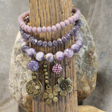Load image into Gallery viewer, The Primitive Peddler Blooming Purple Lilies Bracelet Set
