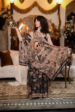 Load image into Gallery viewer, Market of Stars Momento Bohemian Scarf w/ floral print, starling &amp; skull
