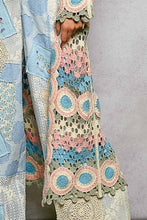 Load image into Gallery viewer, Pol Clothing Crochet Stripe Open-Knit Scalloped Long Sleeve Cardigan
