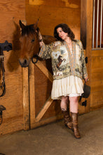 Load image into Gallery viewer, Market of Stars Born to Run Pixie Duster Crop Kimono w/ Horse &amp; Flower Print
