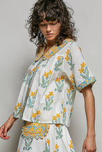 Load image into Gallery viewer, Pol Clothing Floral Pattern V-Neck Short Sleeve Roomy Fit Top
