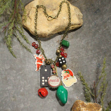 Load image into Gallery viewer, The Primitive Peddler Vintage Coca Cola Santa &amp; More Charm'd Necklace

