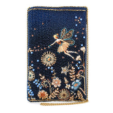Load image into Gallery viewer, Mary Frances Fairy Dust and Floral Blue Beaded Crossbody Phone Bag
