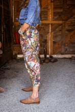Load image into Gallery viewer, Market of Stars Love Language Linen Cropped Artist Pant w/ Flowers
