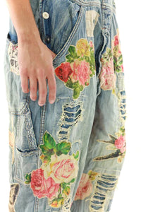 Magnolia Pearl Floral App Overall Washed Indigo